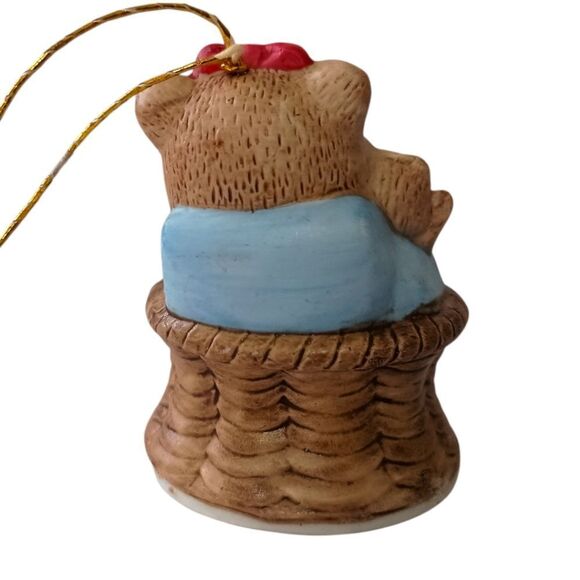 Jasco Sleeping Bear Bell Ornament Vtg Porcelain Merri Bells Miniature Christmas. - Picture 6 of 13